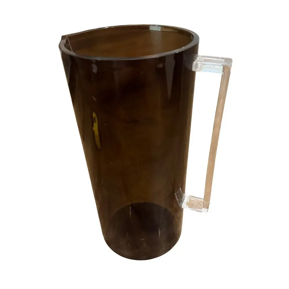Vintage Amber Smoky Acrylic? Lucite? Pitcher w/ Clear Handle Made in USA